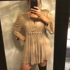 Michael Kors Boho Midi Stud Pleated Dress